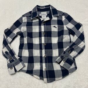 Tommy Bahama Boys Navy & White Plaid Button-Down‎ Shirt, size S, EUC